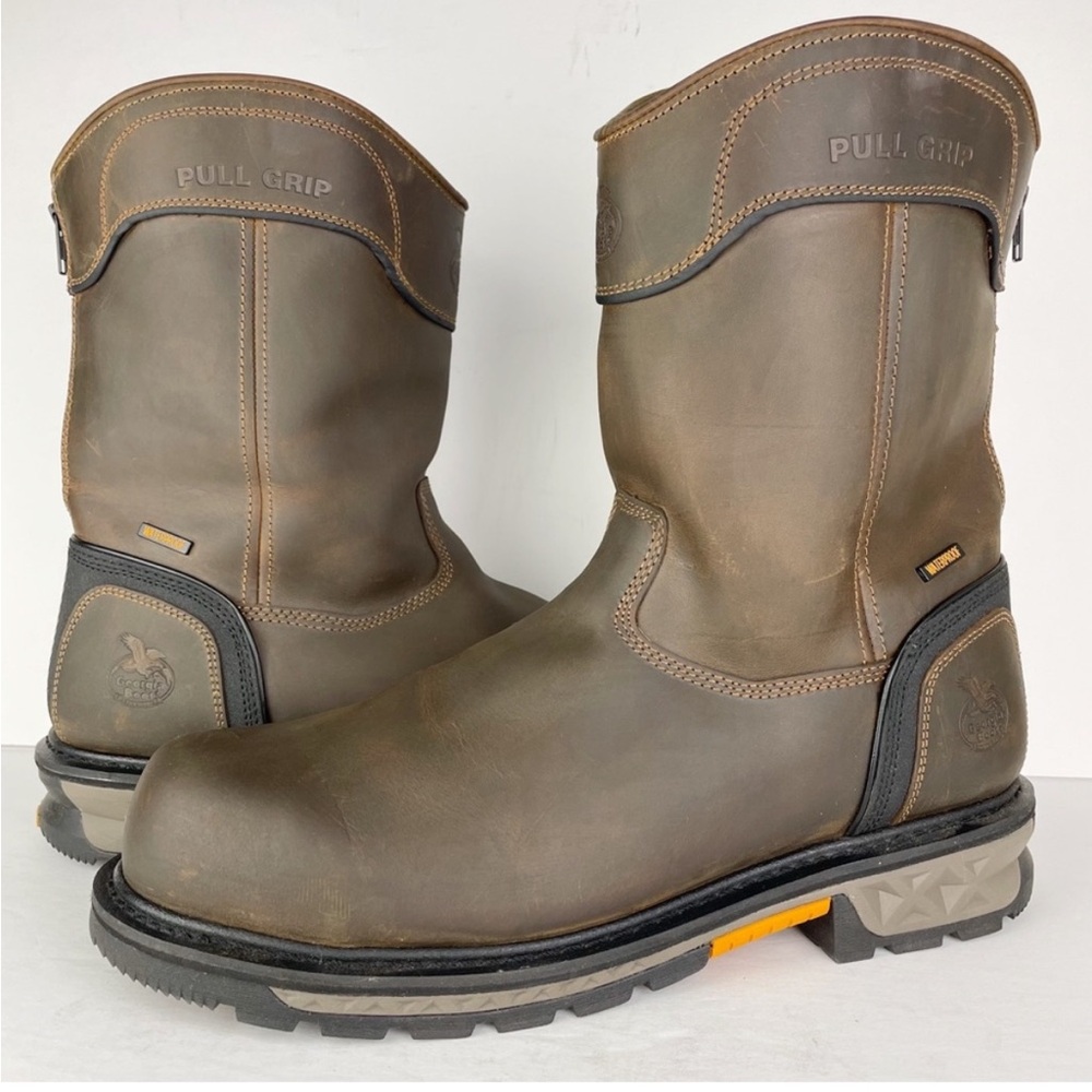 Georgia Boot Carbo-Tec LTX Waterproof Brown Leather ASTM Work Pull On Boots